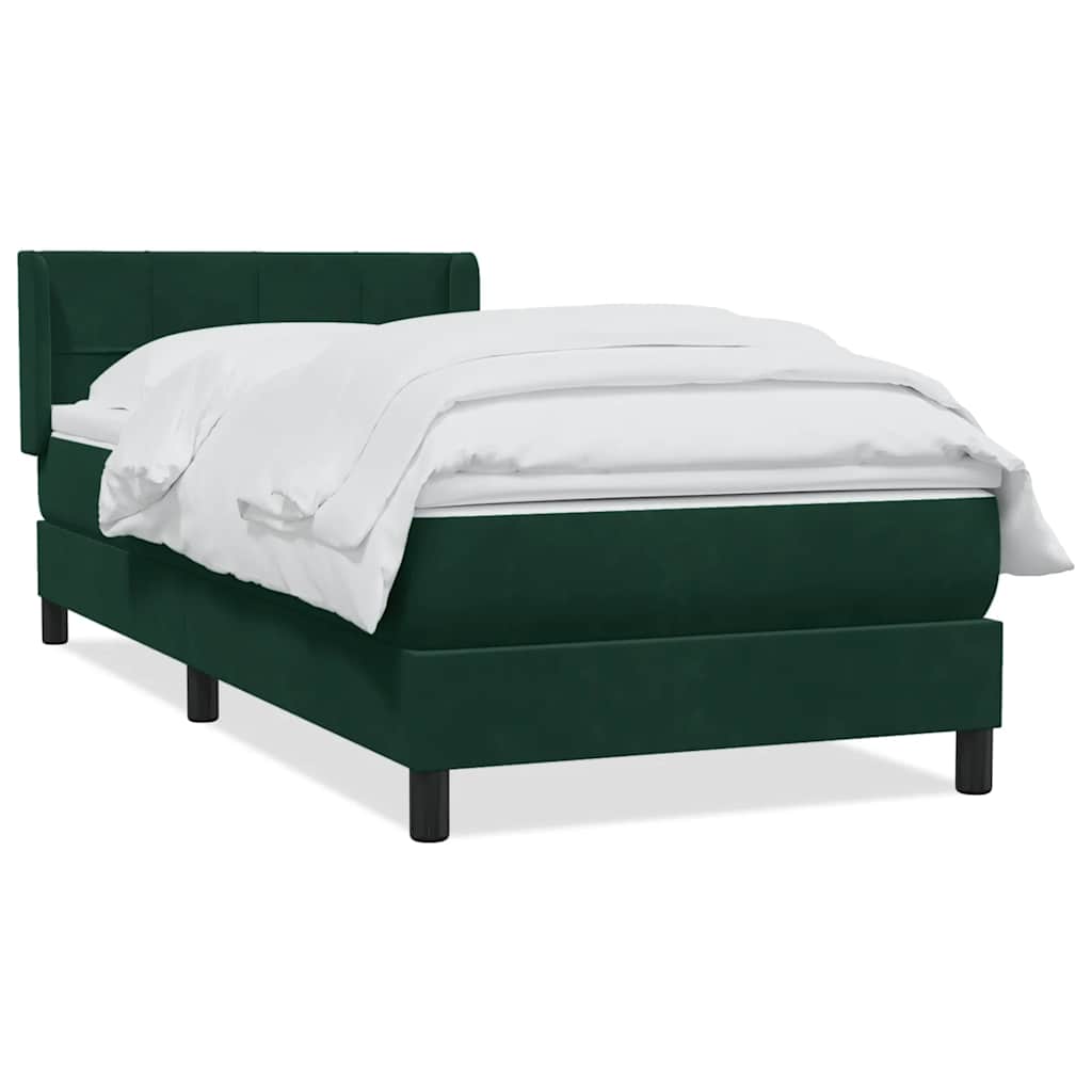 Box Spring krevet s madracem tamnozeleni 80x220 cm baršun