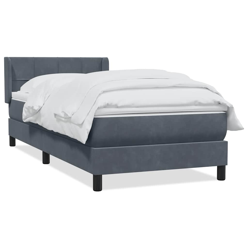 Box spring krevet s madracem tamnosivi 90x220 cm baršunasti