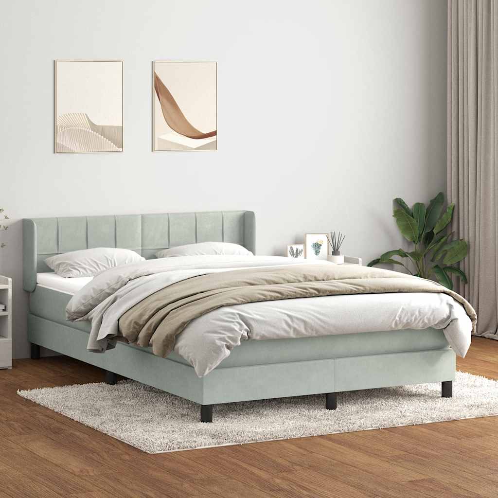 Krevet s oprugama i madracem svjetlosivi 160x220 cm baršunasti