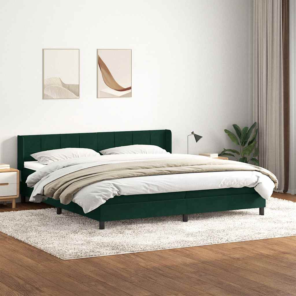 Box Spring krevet s madracem tamno zeleni 180x220 cm baršun