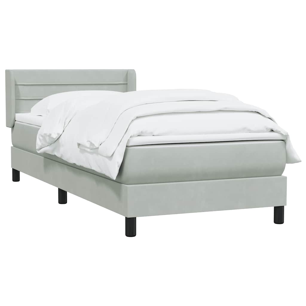 Box Spring krevet s madracem svijetlo sivi 80x210 cm baršun