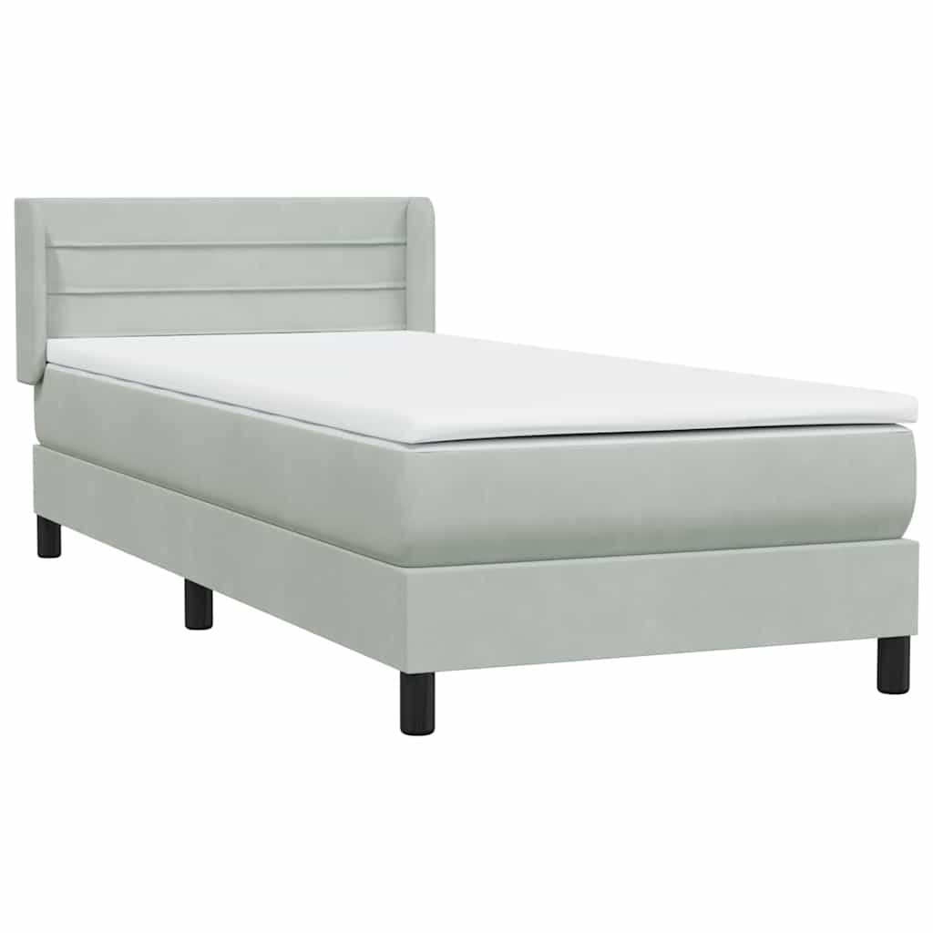 Box Spring krevet s madracem svijetlo sivi 80x210 cm baršun