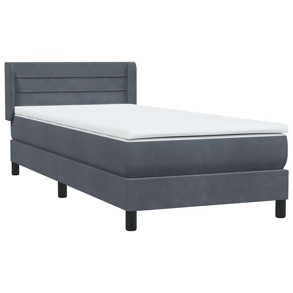Box Spring krevet s madracem tamno sivi 80x210 cm baršun