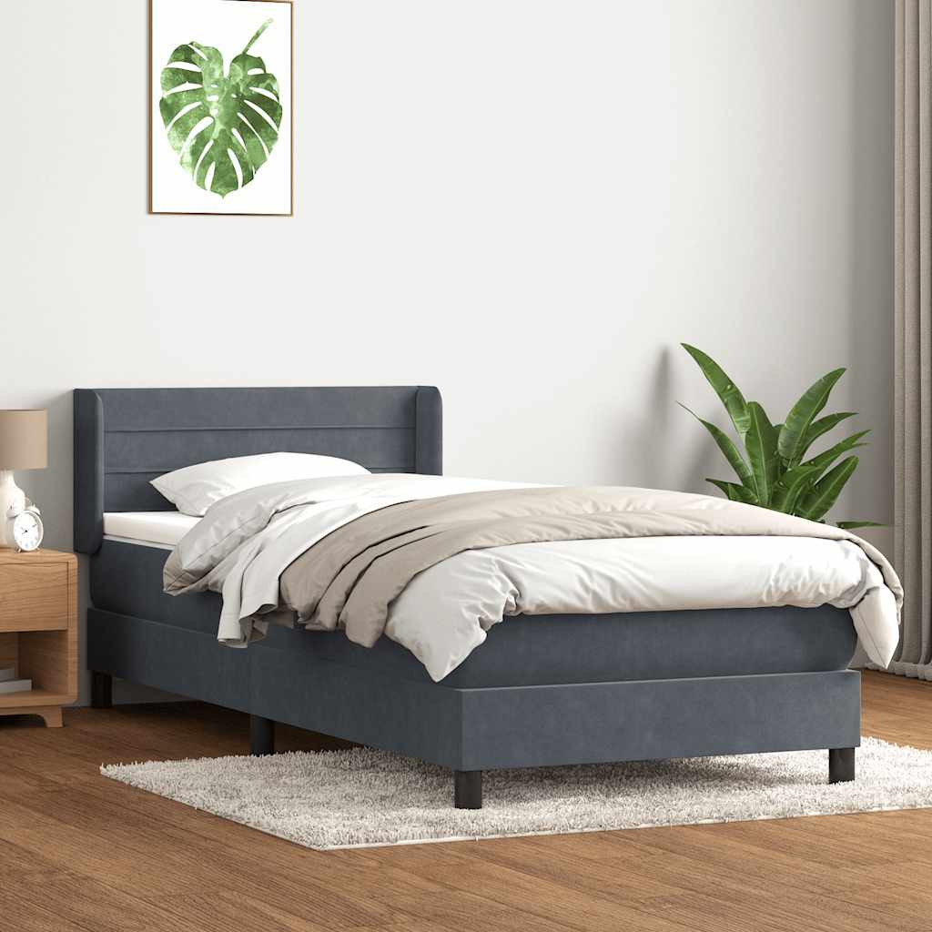 Box Spring krevet s madracem tamno sivi 80x210 cm baršun