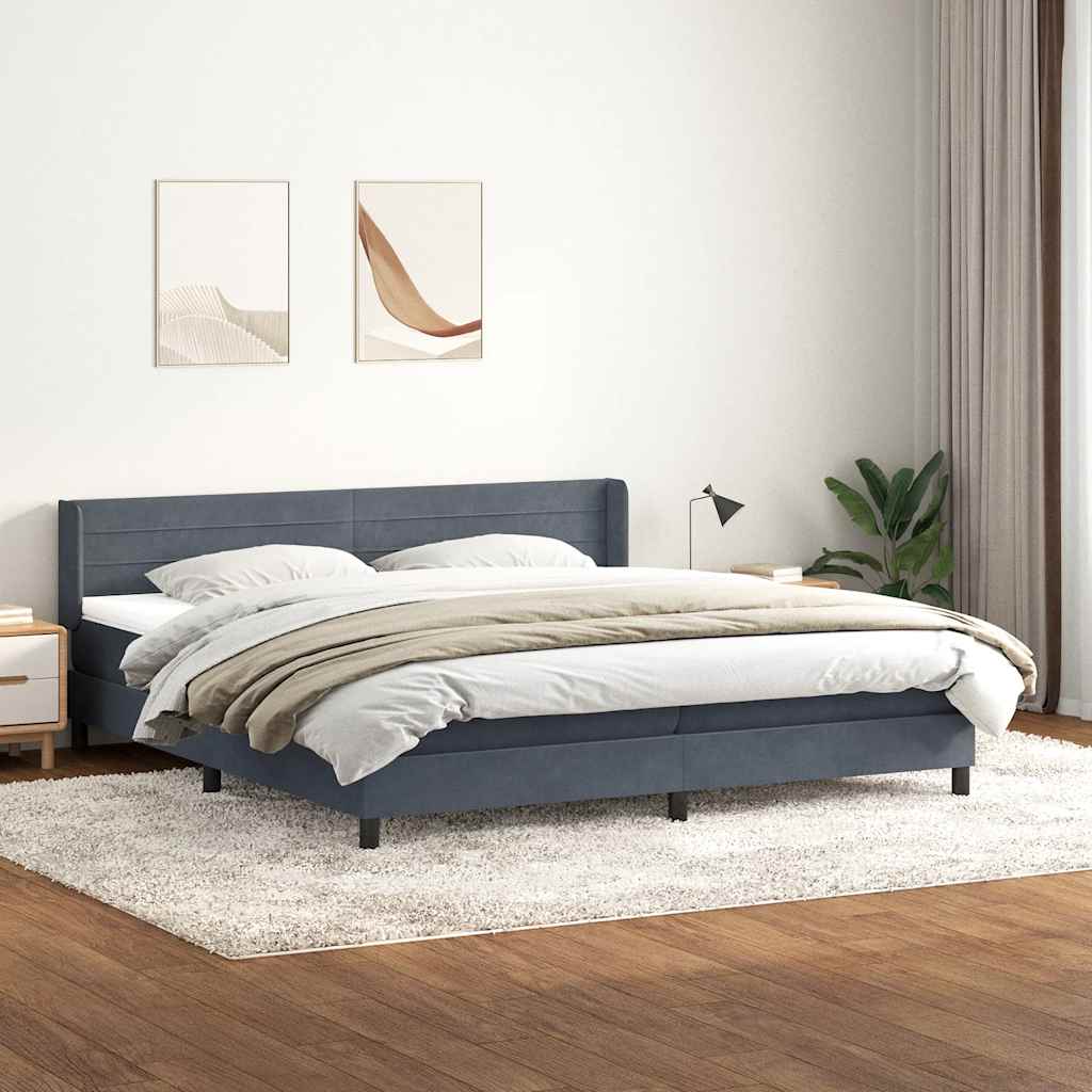 Krevet s oprugama i madracem tamnosivi 180x210 cm baršunasti
