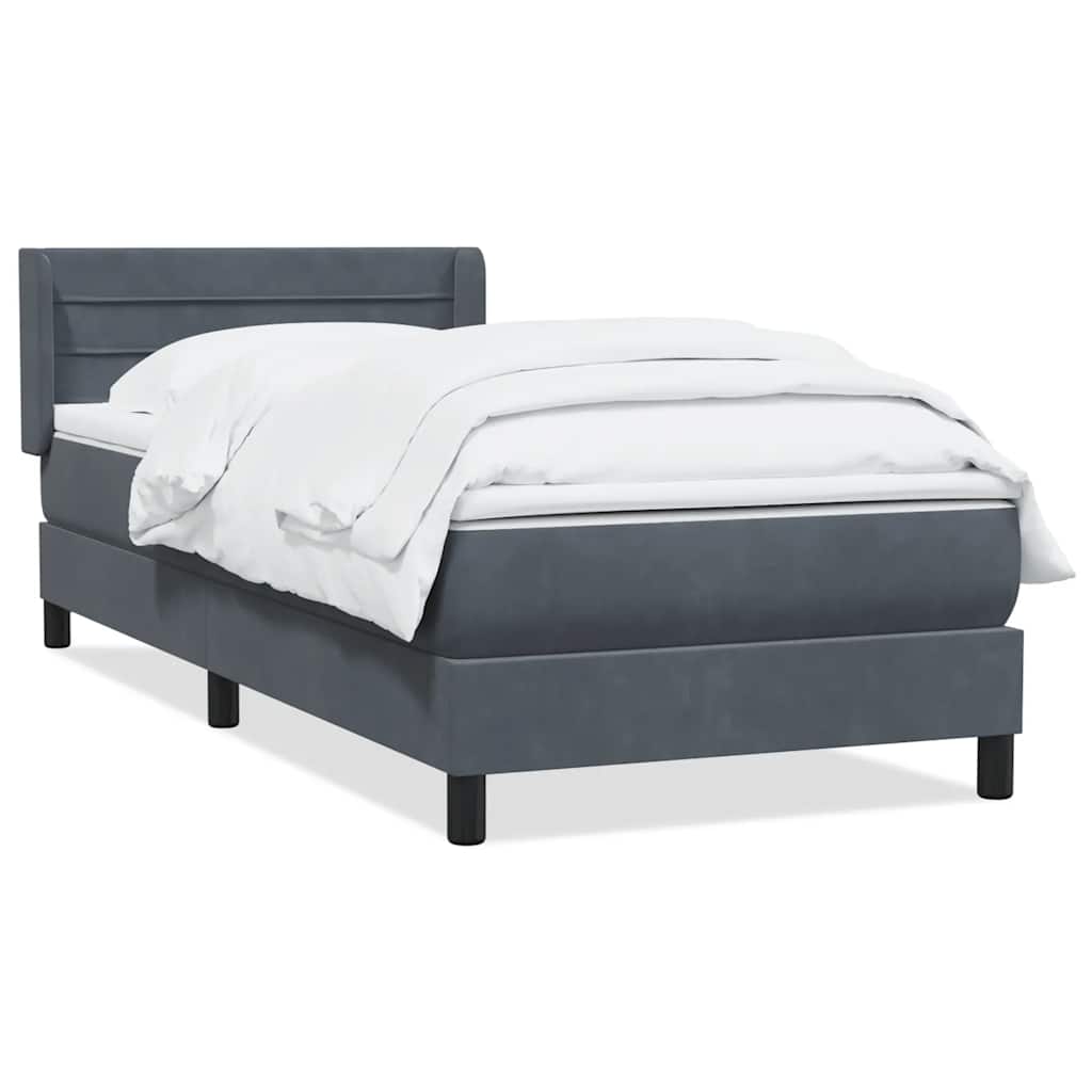 Box spring krevet s madracem tamnosivi 80 x 220 cm baršunasti