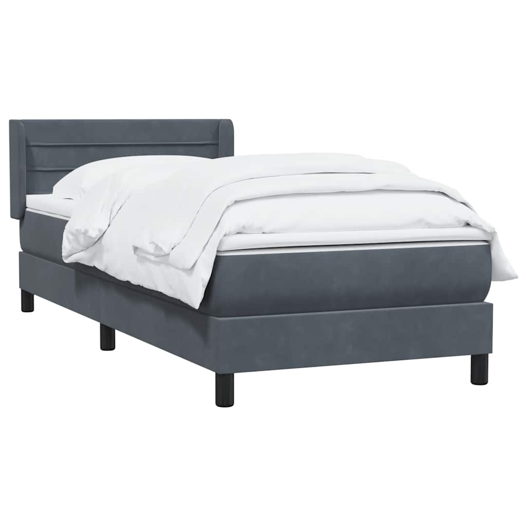 Box spring krevet s madracem tamnosivi 80 x 220 cm baršunasti