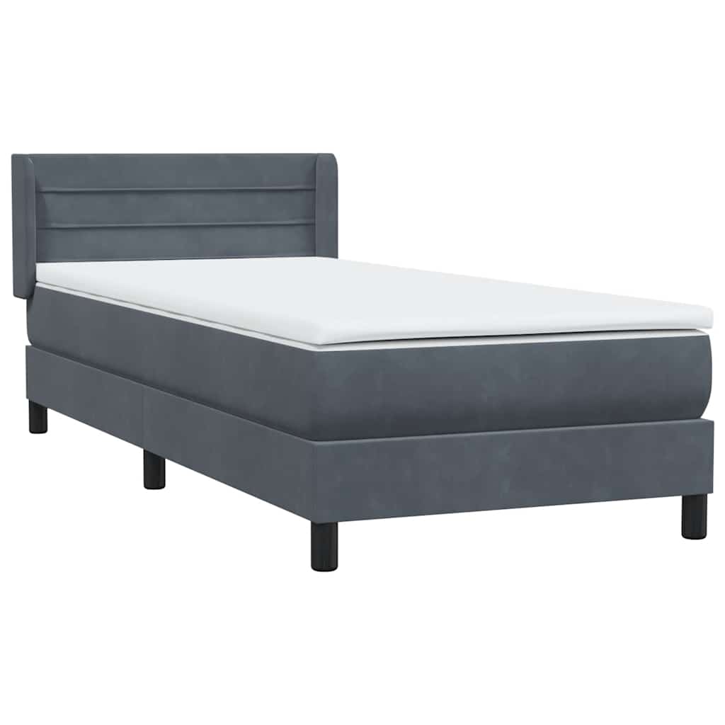 Box spring krevet s madracem tamnosivi 80 x 220 cm baršunasti