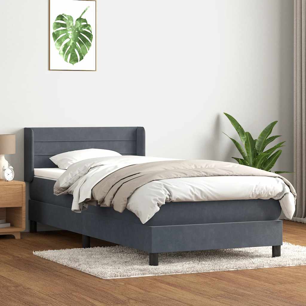 Box spring krevet s madracem tamnosivi 80 x 220 cm baršunasti