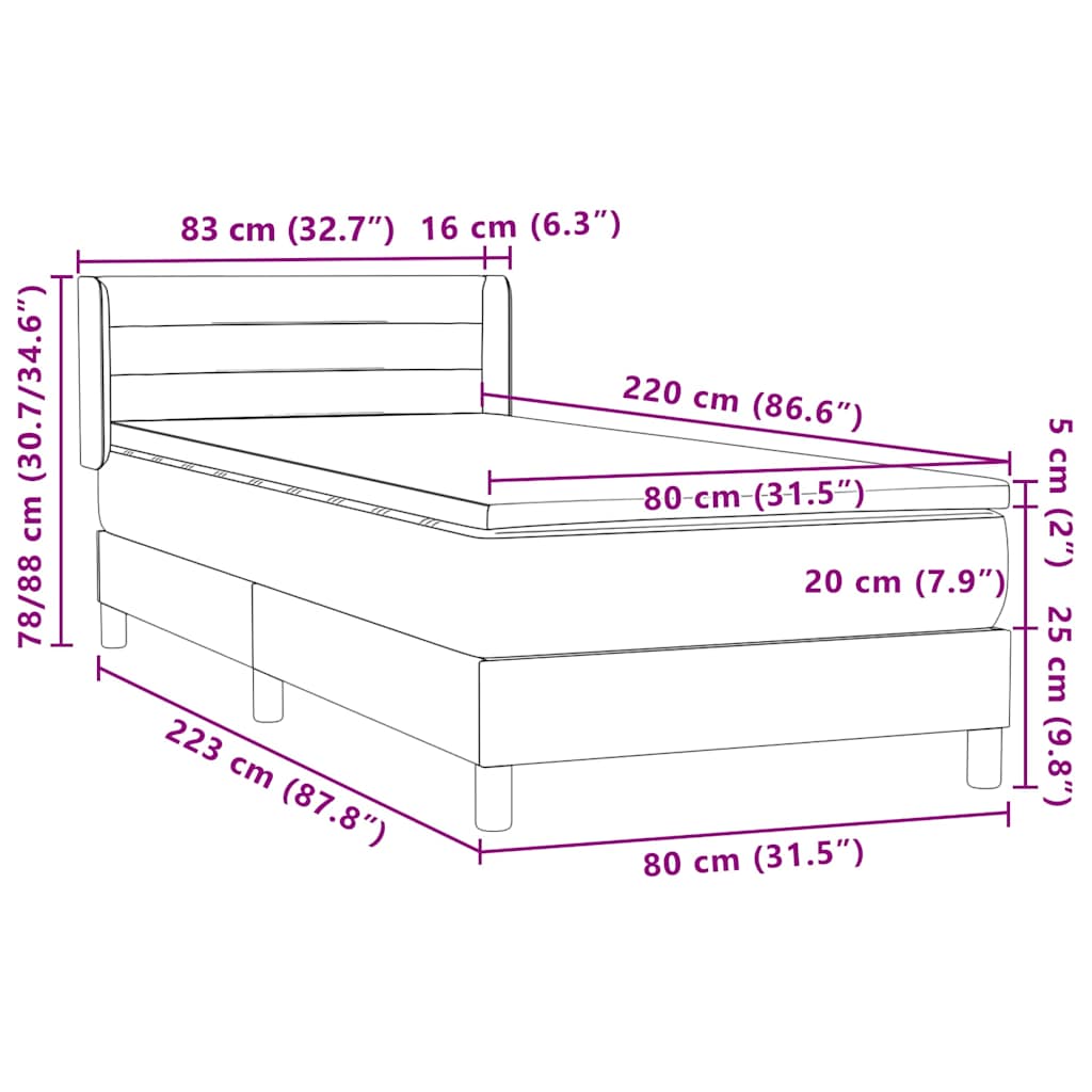 Box spring krevet s madracem ružičasti 80 x 220 cm baršunasti