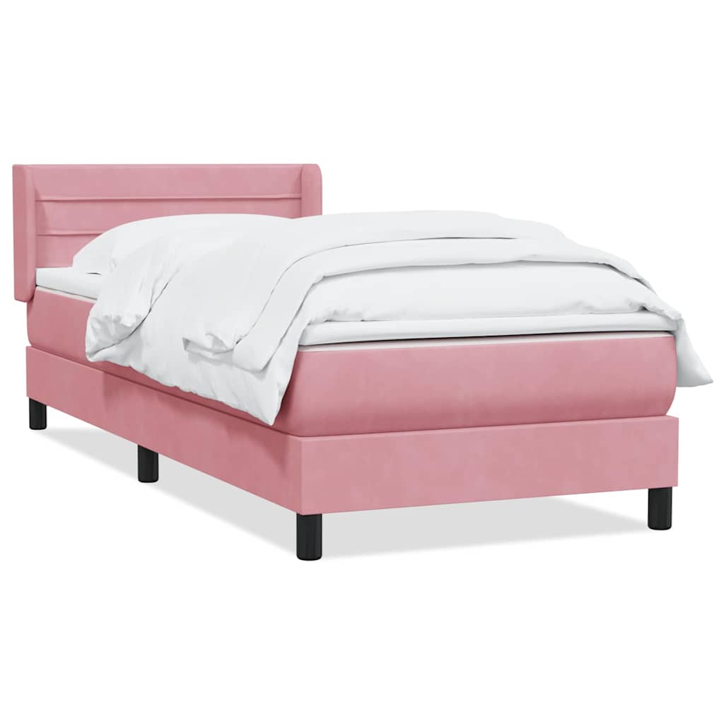 Box spring krevet s madracem ružičasti 90x220 cm baršunasti
