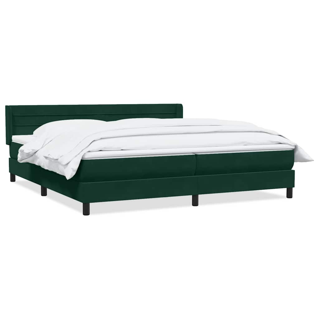 Box Spring krevet s madracem tamno zeleni 180x220 cm baršun