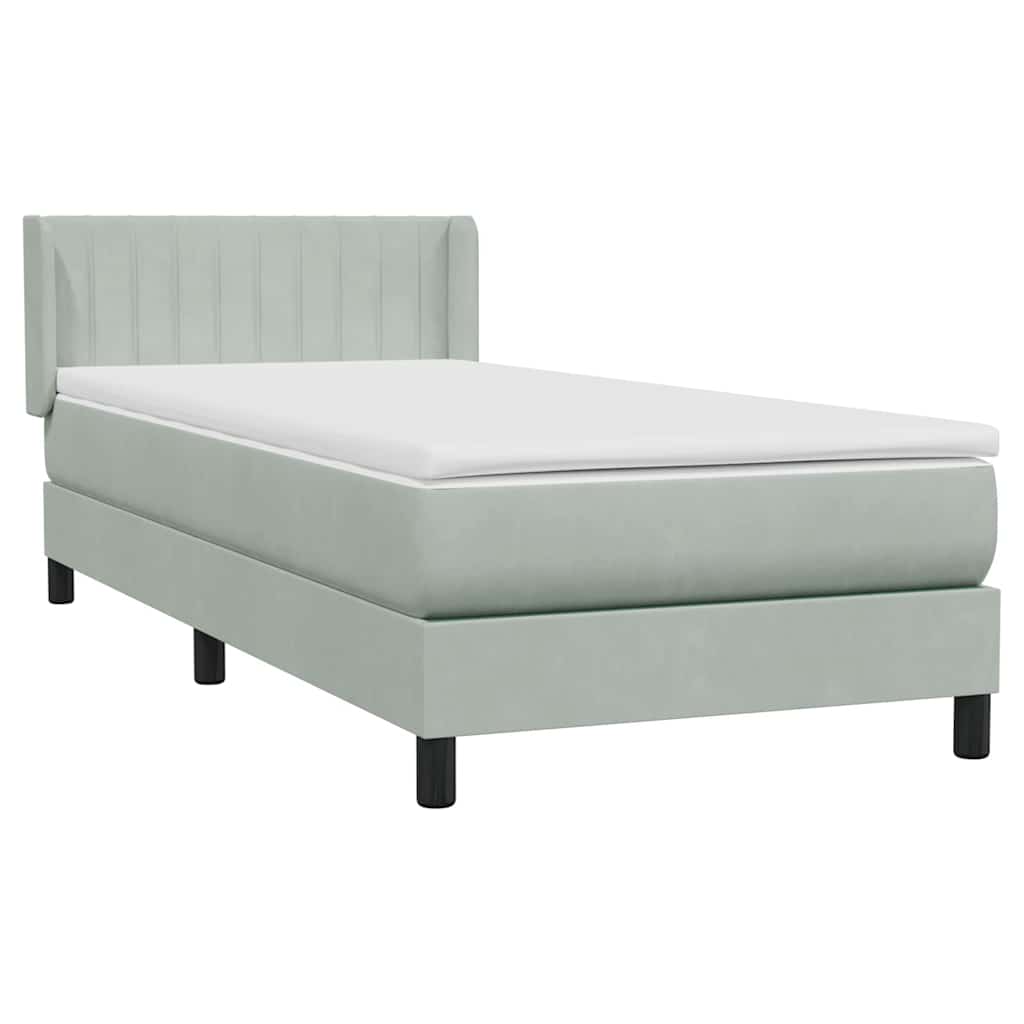 Box Spring krevet s madracem svijetlo sivi 80x210 cm baršun