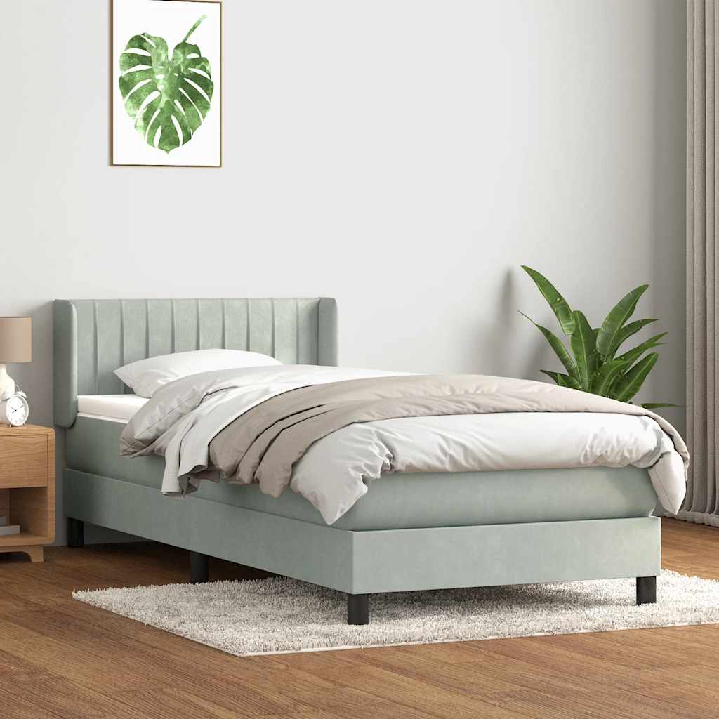 Box Spring krevet s madracem svijetlo sivi 80x210 cm baršun