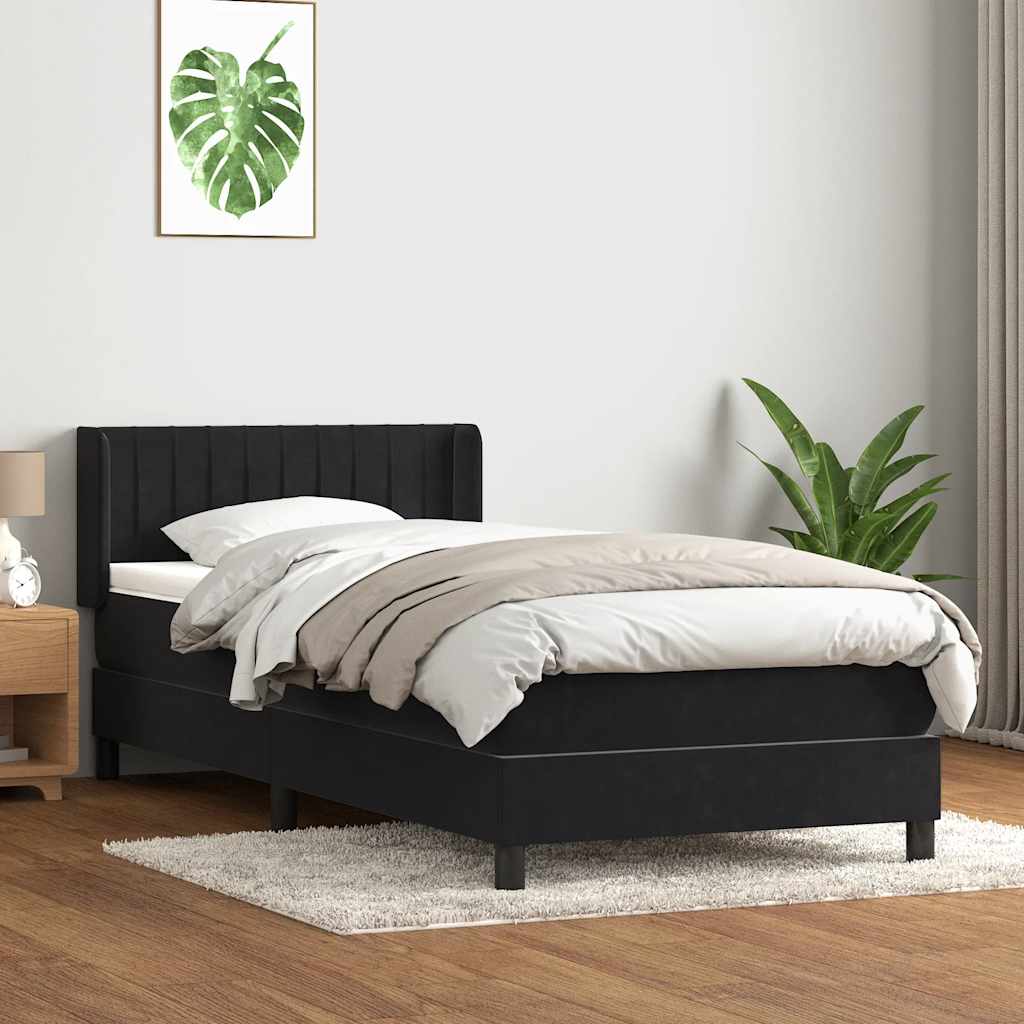 Box spring krevet s madracem crni 90x210 cm baršunasti