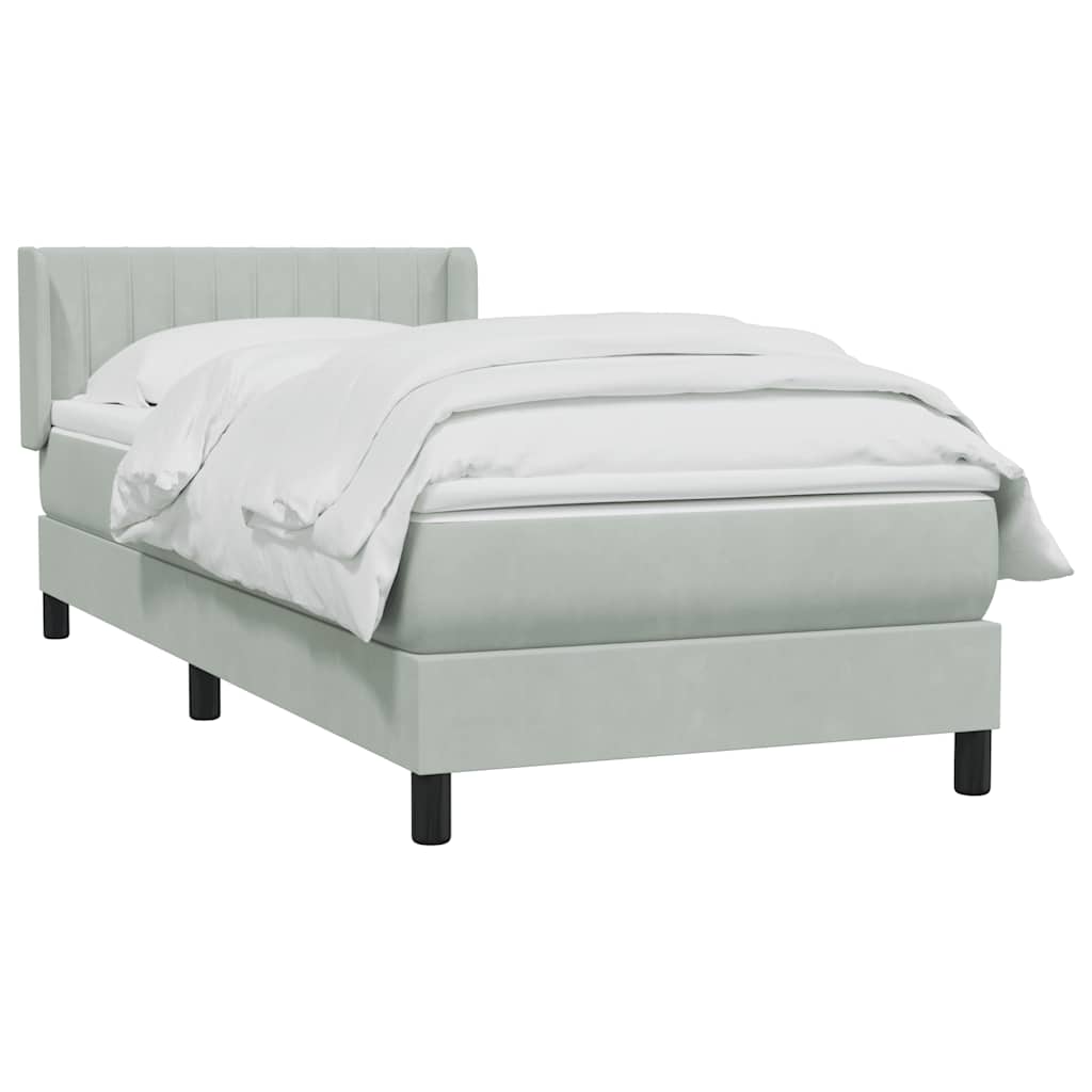 Box Spring krevet s madracem svijetlo sivi 80x220 cm samt