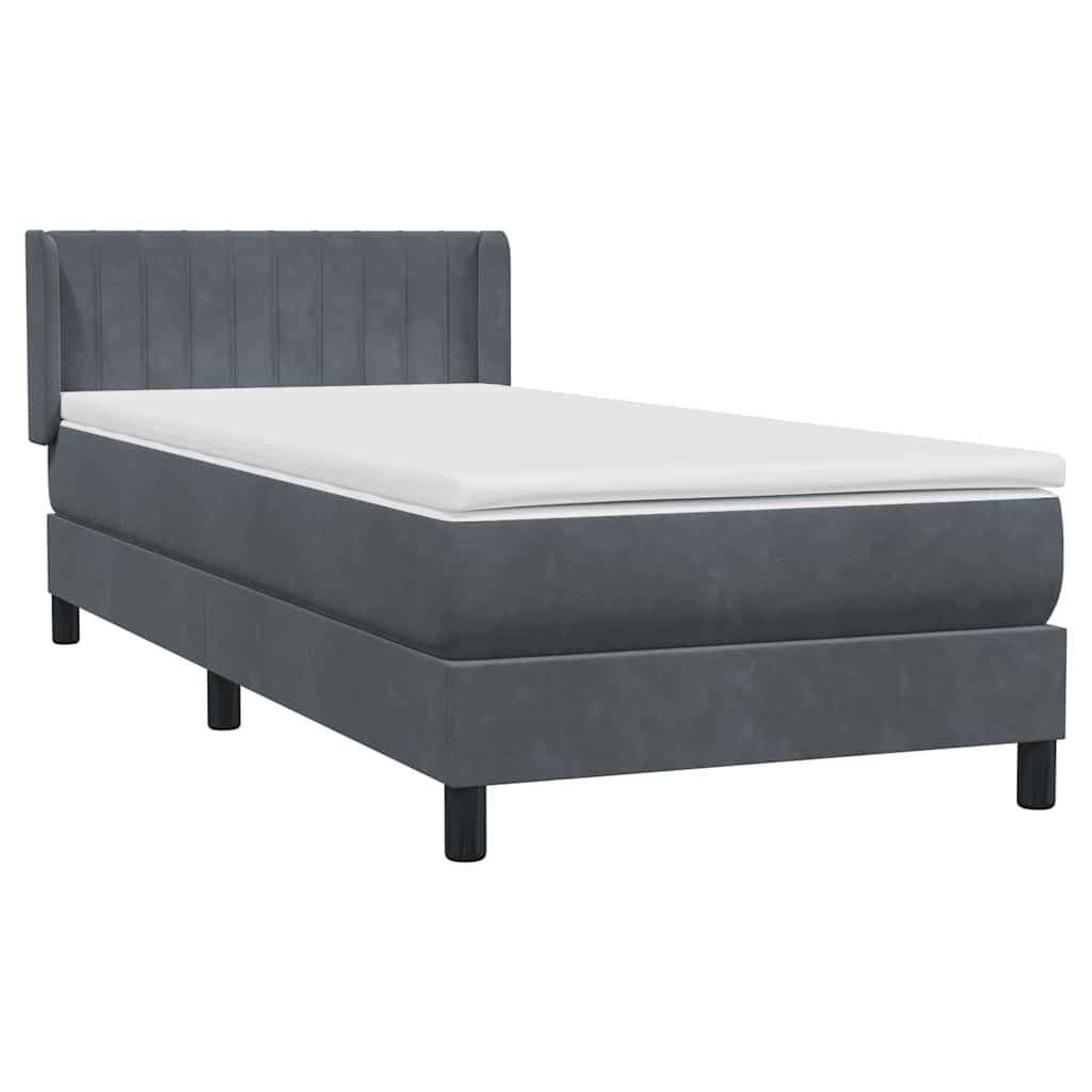 Box spring krevet s madracem tamnosivi 90x220 cm baršunasti