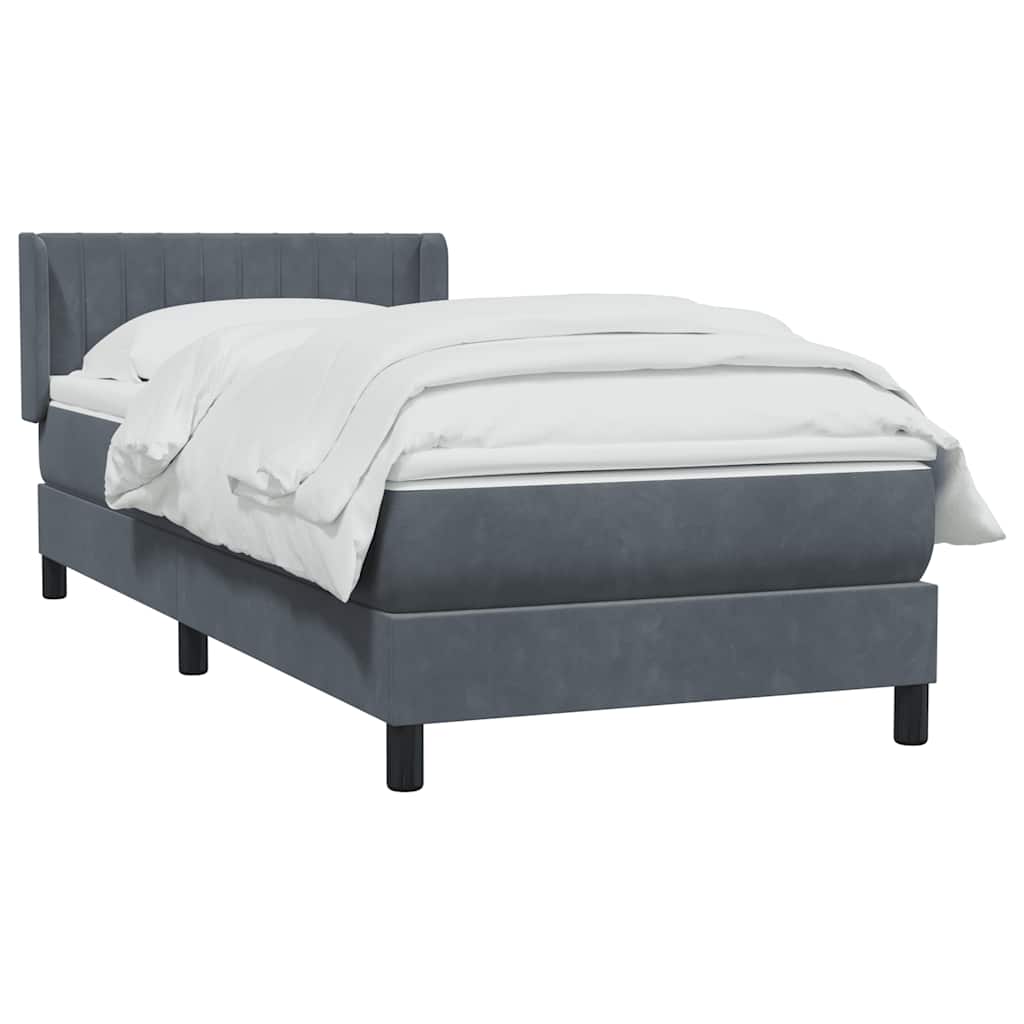 Box spring krevet s madracem tamnosivi 90x220 cm baršunasti