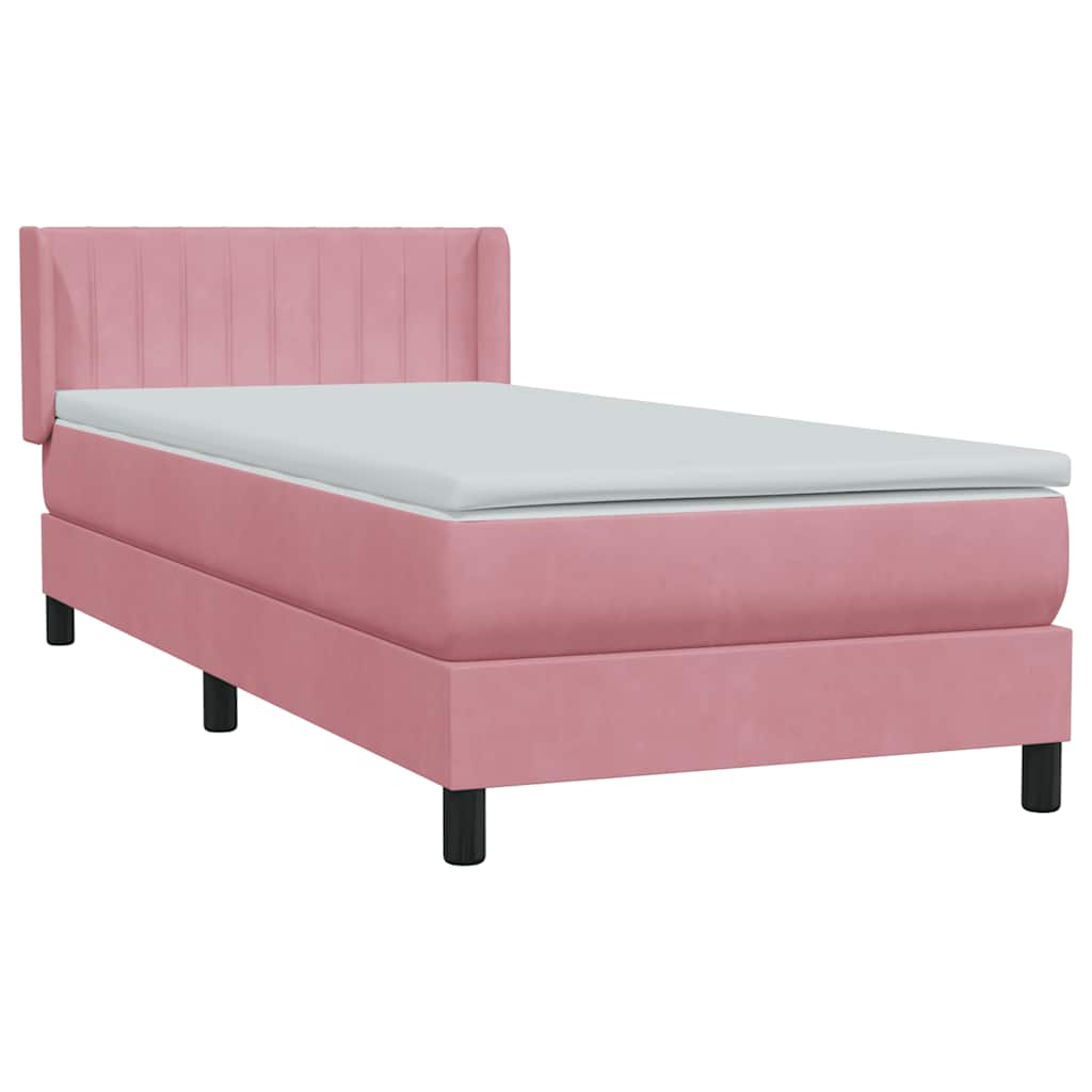 Box spring krevet s madracem ružičasti 90x220 cm baršunasti