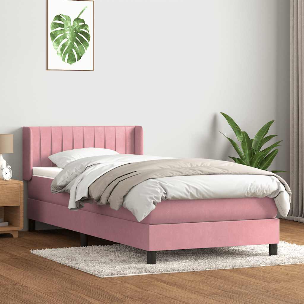 Box spring krevet s madracem ružičasti 90x220 cm baršunasti