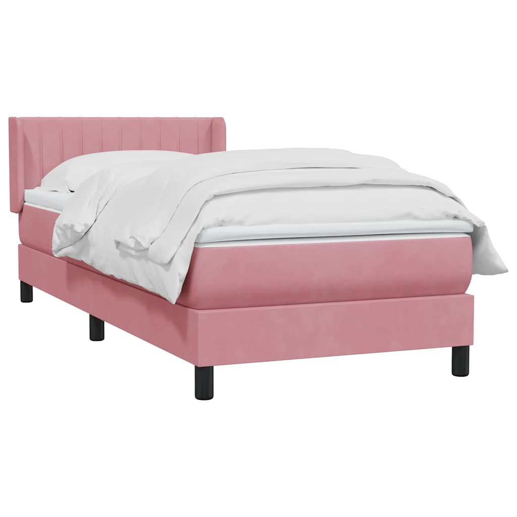 Box spring krevet s madracem ružičasti 90x220 cm baršunasti