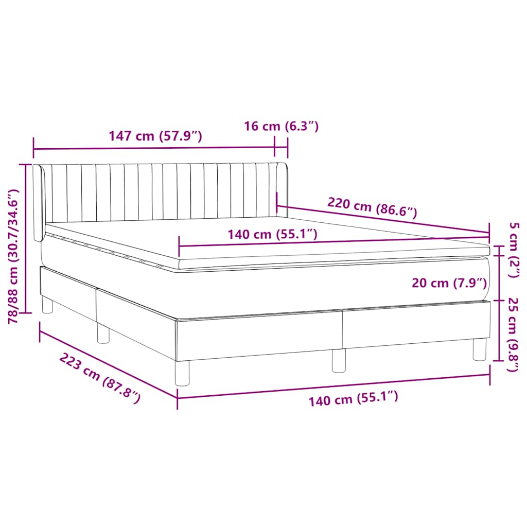 Box Spring krevet s madracem ružičasti 140x220 cm baršun