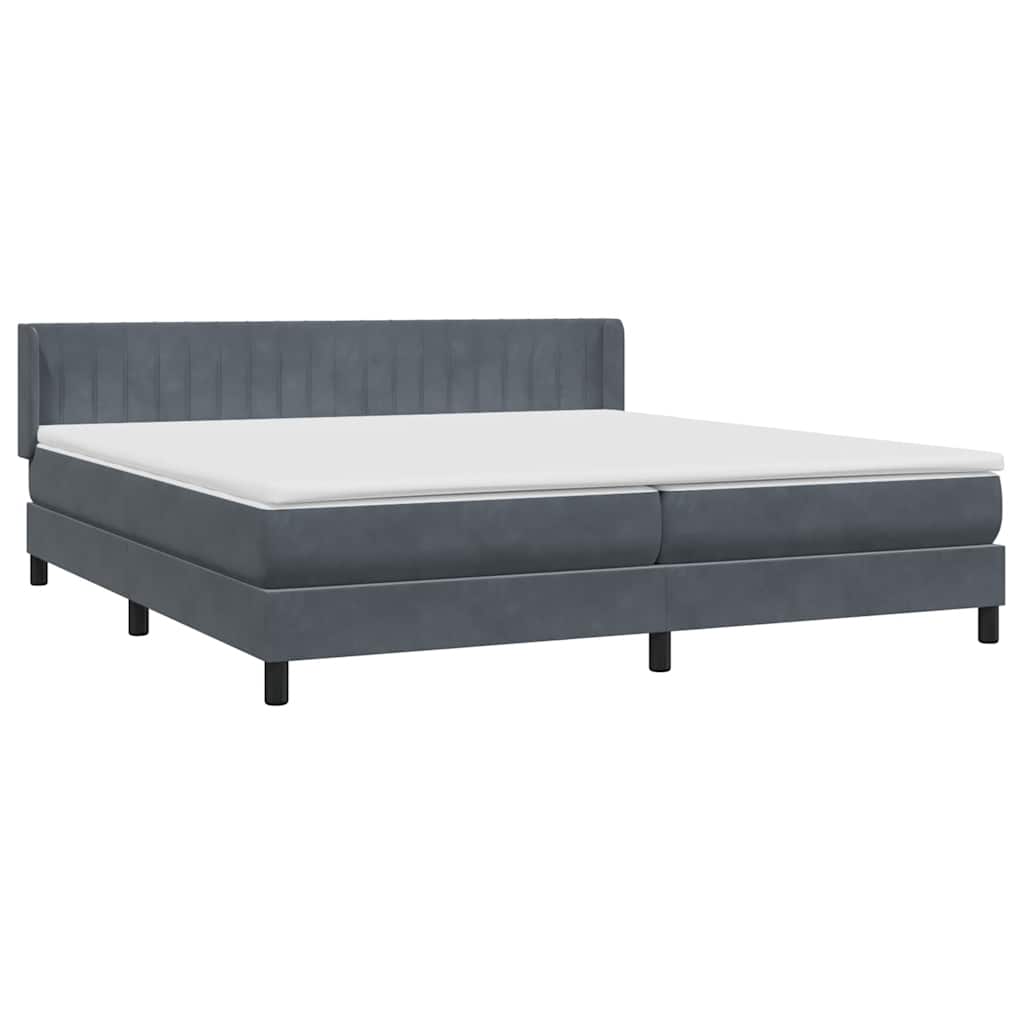 Box spring krevet s madracem tamnosivi 180x220 cm baršunasti