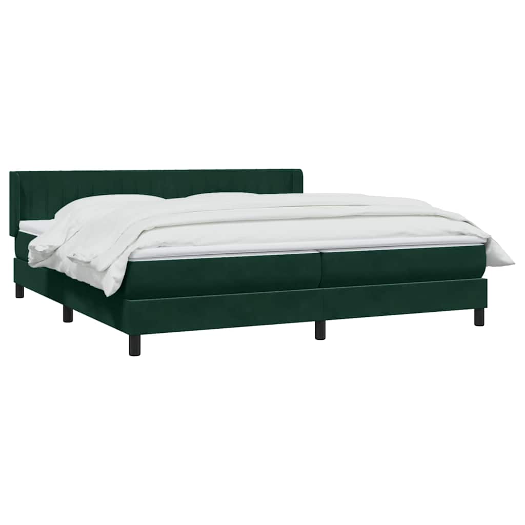 Box Spring krevet s madracem tamno zeleni 180x220 cm baršun