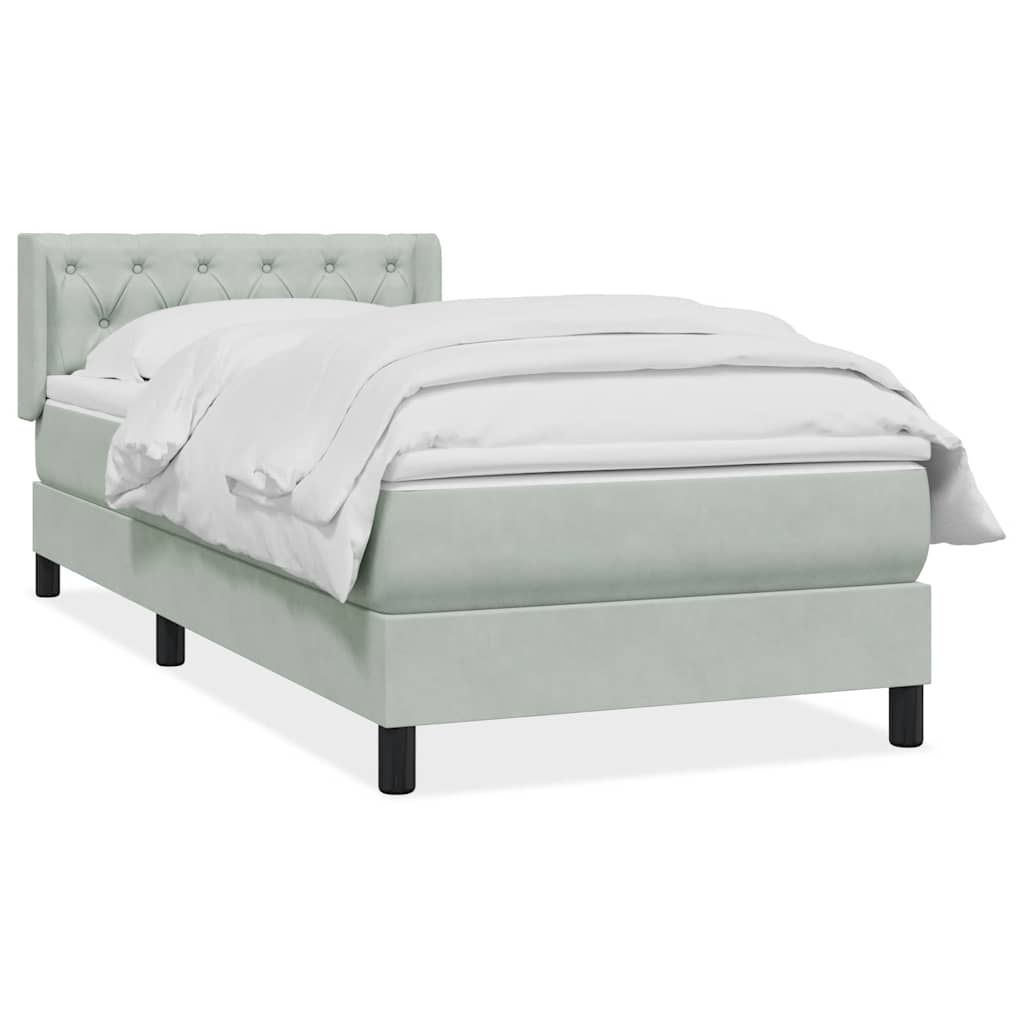 Box Spring krevet s madracem svijetlo sivi 80x210 cm baršun