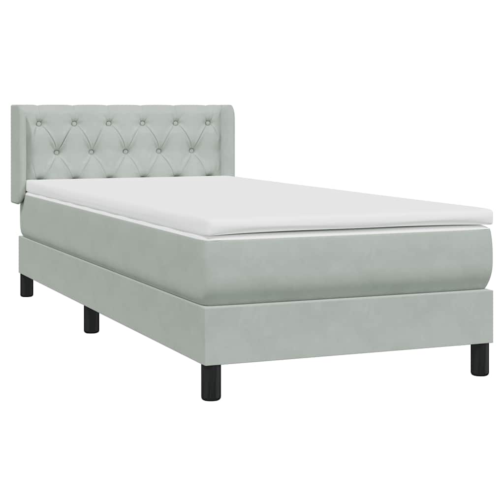 Box Spring krevet s madracem svijetlo sivi 80x210 cm baršun