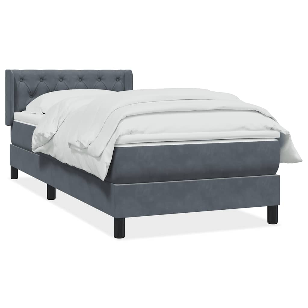 Box Spring krevet s madracem tamno sivi 80x210 cm baršun