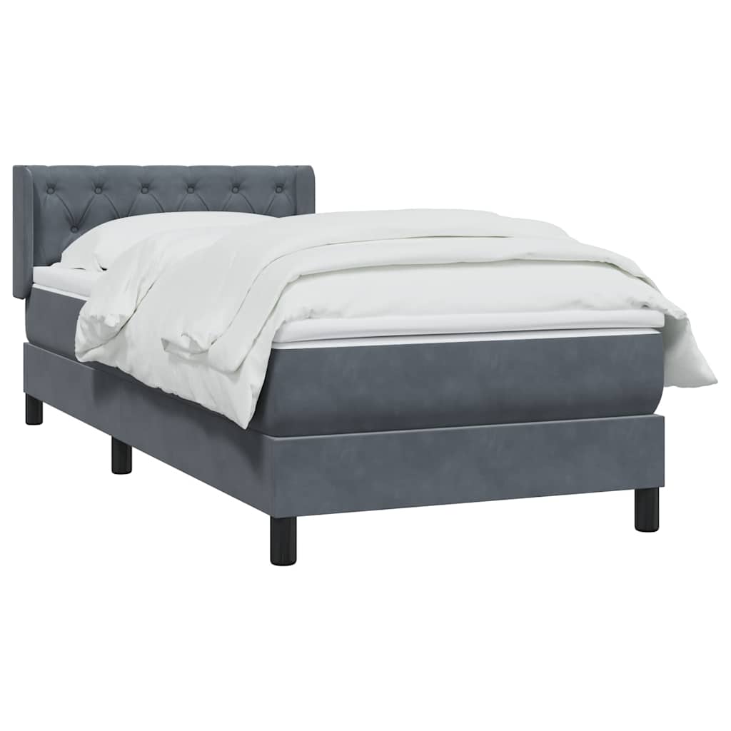 Box Spring krevet s madracem tamno sivi 80x210 cm baršun