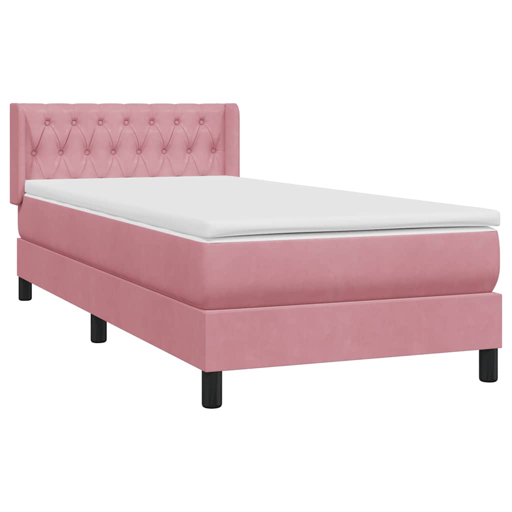 Box Spring krevet s madracem ružičasti 90x210 cm samt