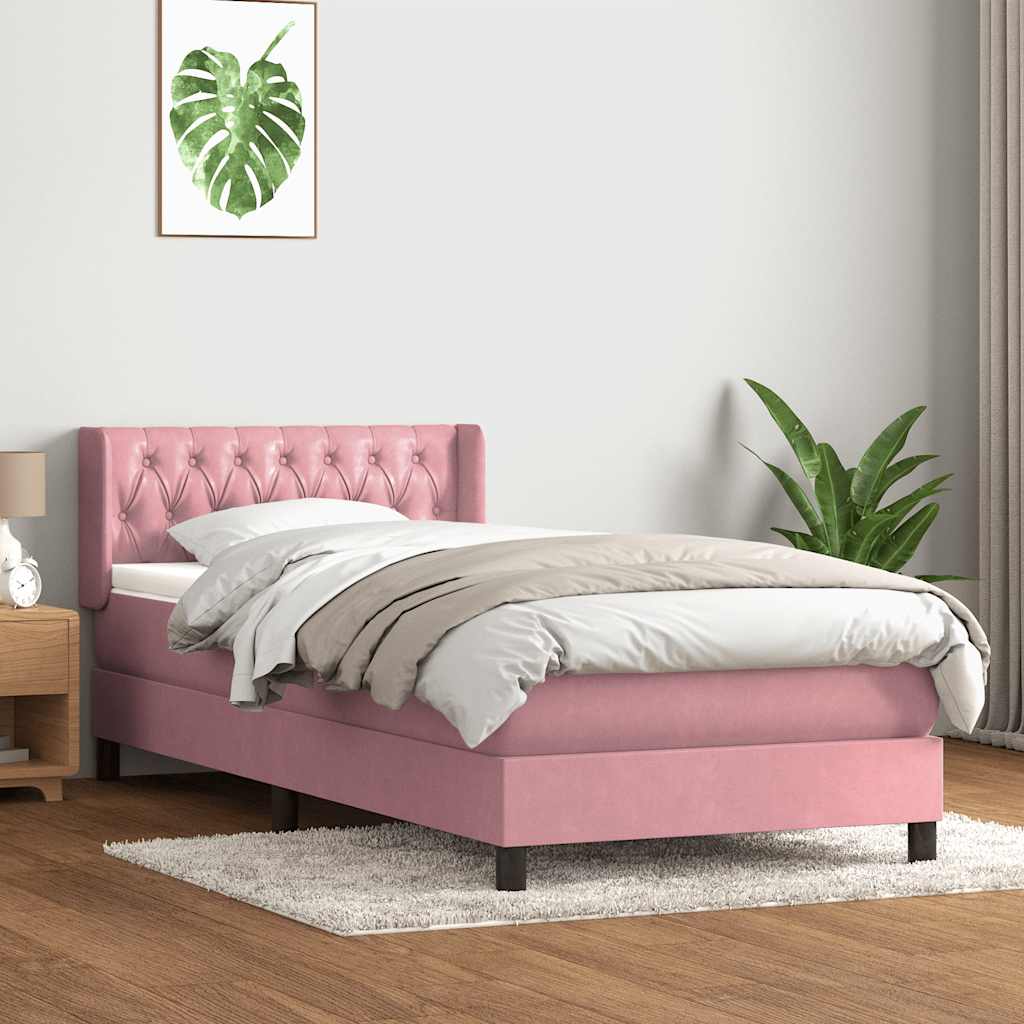 Box Spring krevet s madracem ružičasti 90x210 cm samt