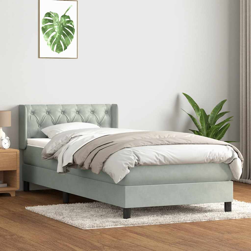 Box Spring krevet s madracem svijetlo sivi 80x220 cm samt
