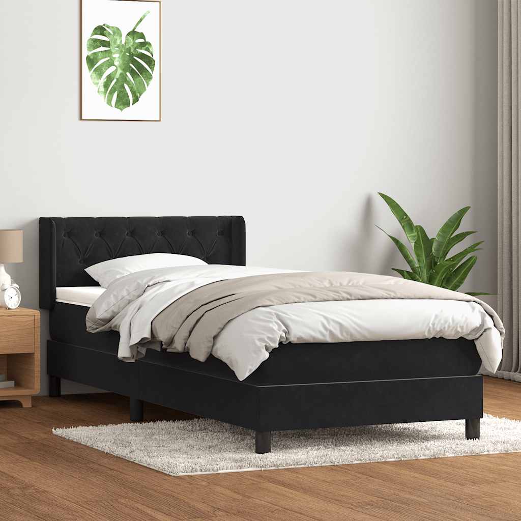 Box spring krevet s madracem crni 80 x 220 cm baršunasti