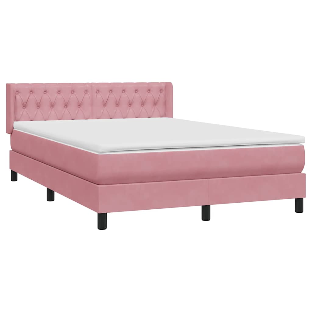 Box Spring krevet s madracem ružičasti 140x220 cm baršun