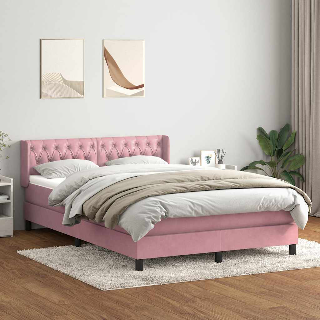 Box Spring krevet s madracem ružičasti 140x220 cm baršun