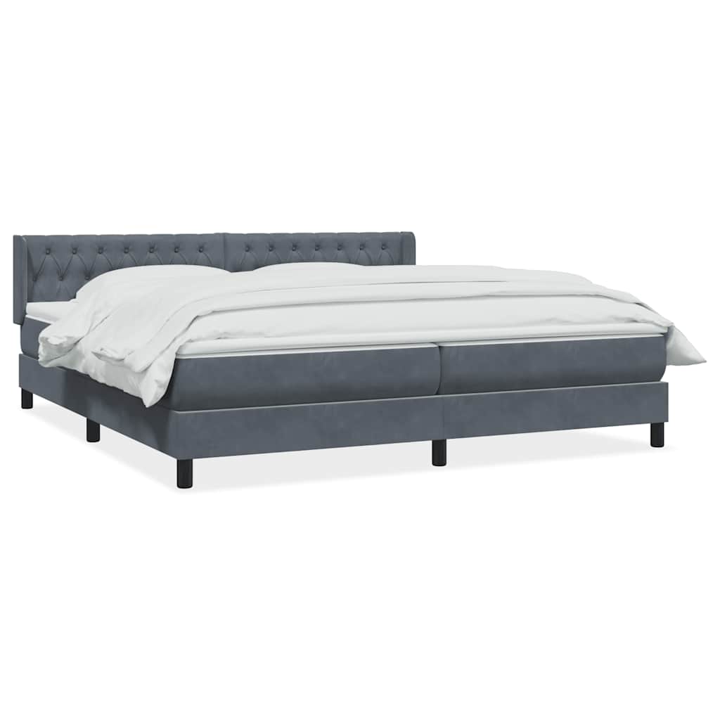 Box spring krevet s madracem tamnosivi 180x220 cm baršunasti