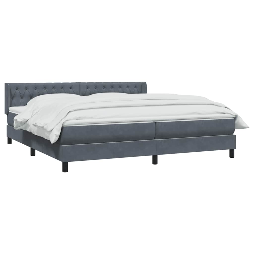 Box spring krevet s madracem tamnosivi 180x220 cm baršunasti