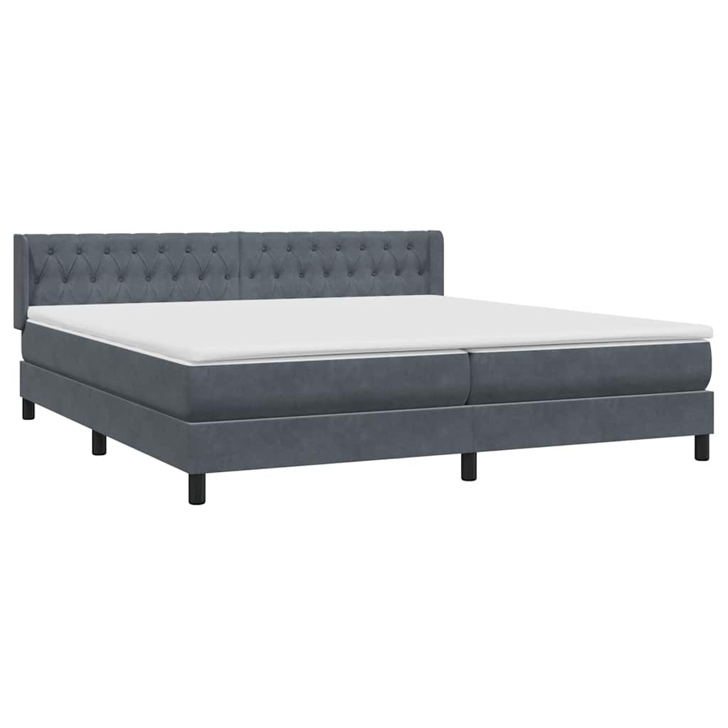 Box spring krevet s madracem tamnosivi 180x220 cm baršunasti