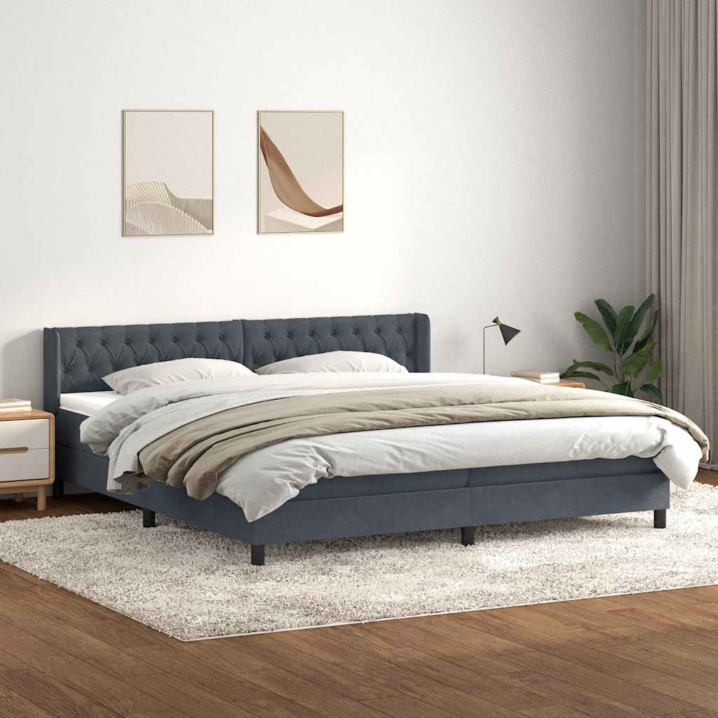 Box spring krevet s madracem tamnosivi 180x220 cm baršunasti