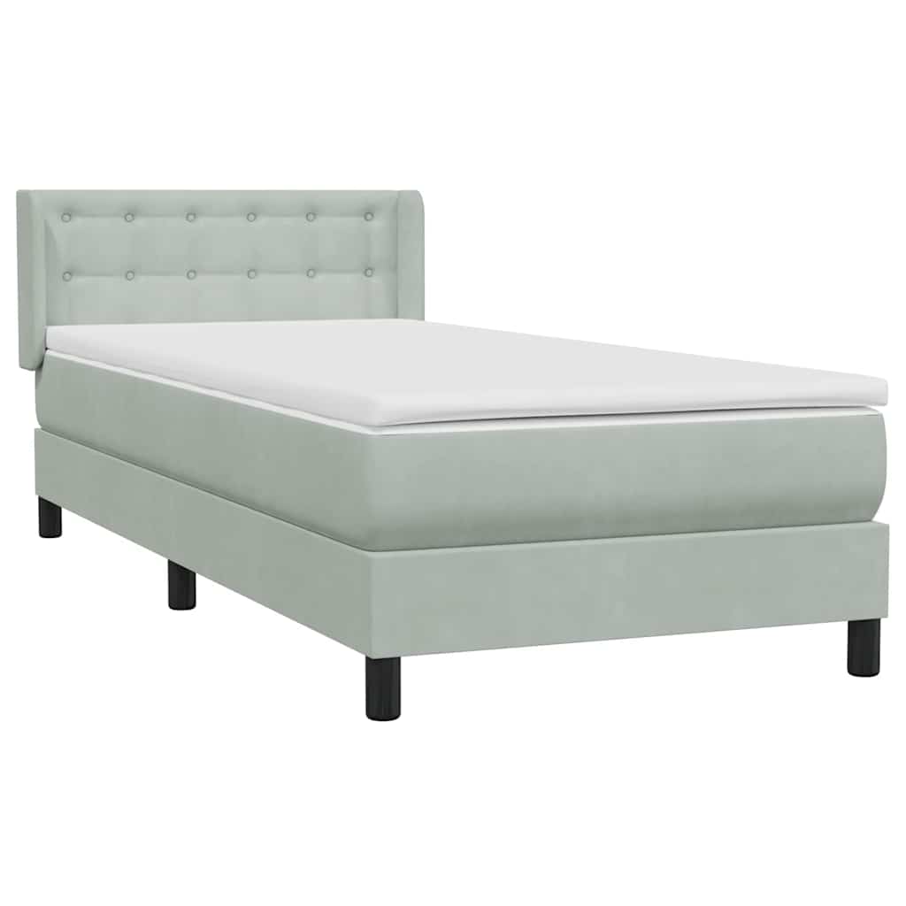 Box Spring krevet s madracem svijetlo sivi 80x210 cm baršun