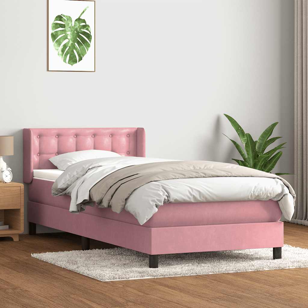 Box Spring krevet s madracem ružičasti 90x210 cm samt