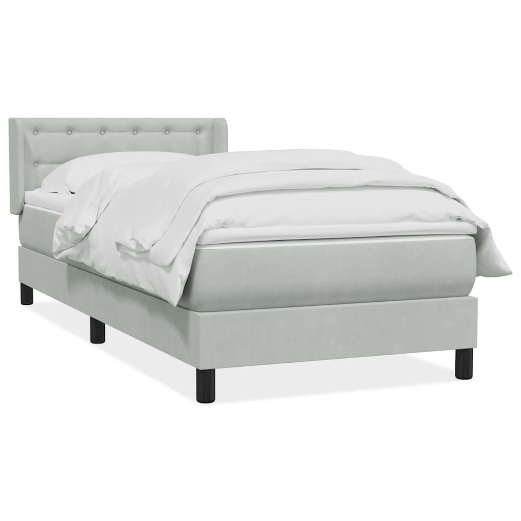 Box Spring krevet s madracem svijetlo sivi 80x220 cm samt