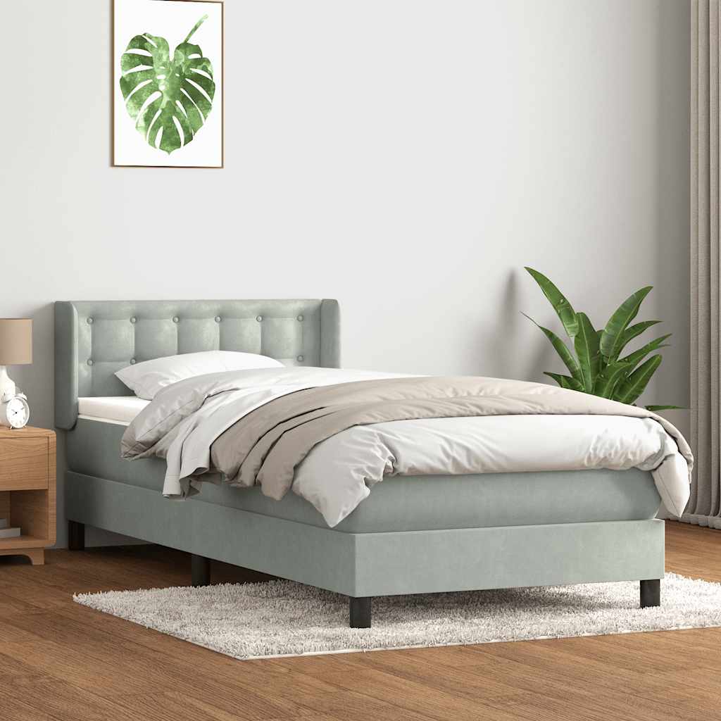Box Spring krevet s madracem svijetlo sivi 80x220 cm samt