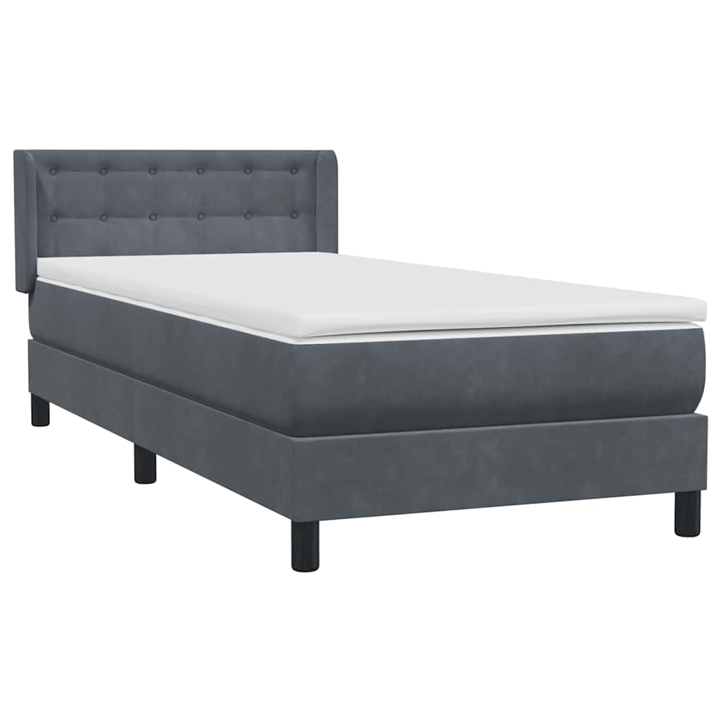 Box spring krevet s madracem tamnosivi 80 x 220 cm baršunasti
