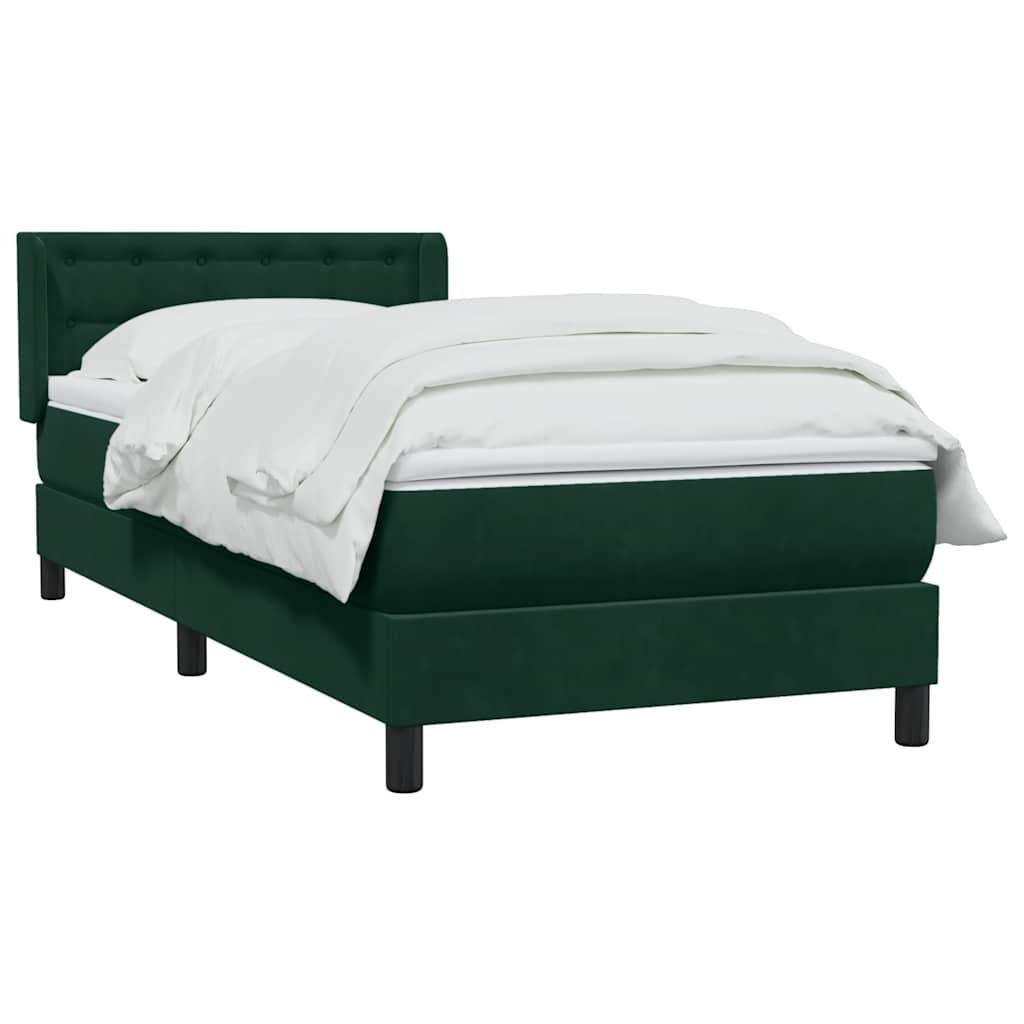 Box Spring krevet s madracem tamnozeleni 80x220 cm baršun