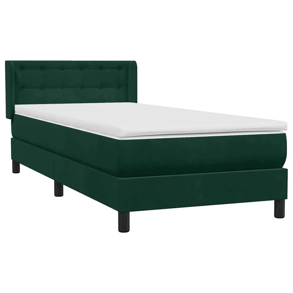 Box Spring krevet s madracem tamnozeleni 80x220 cm baršun