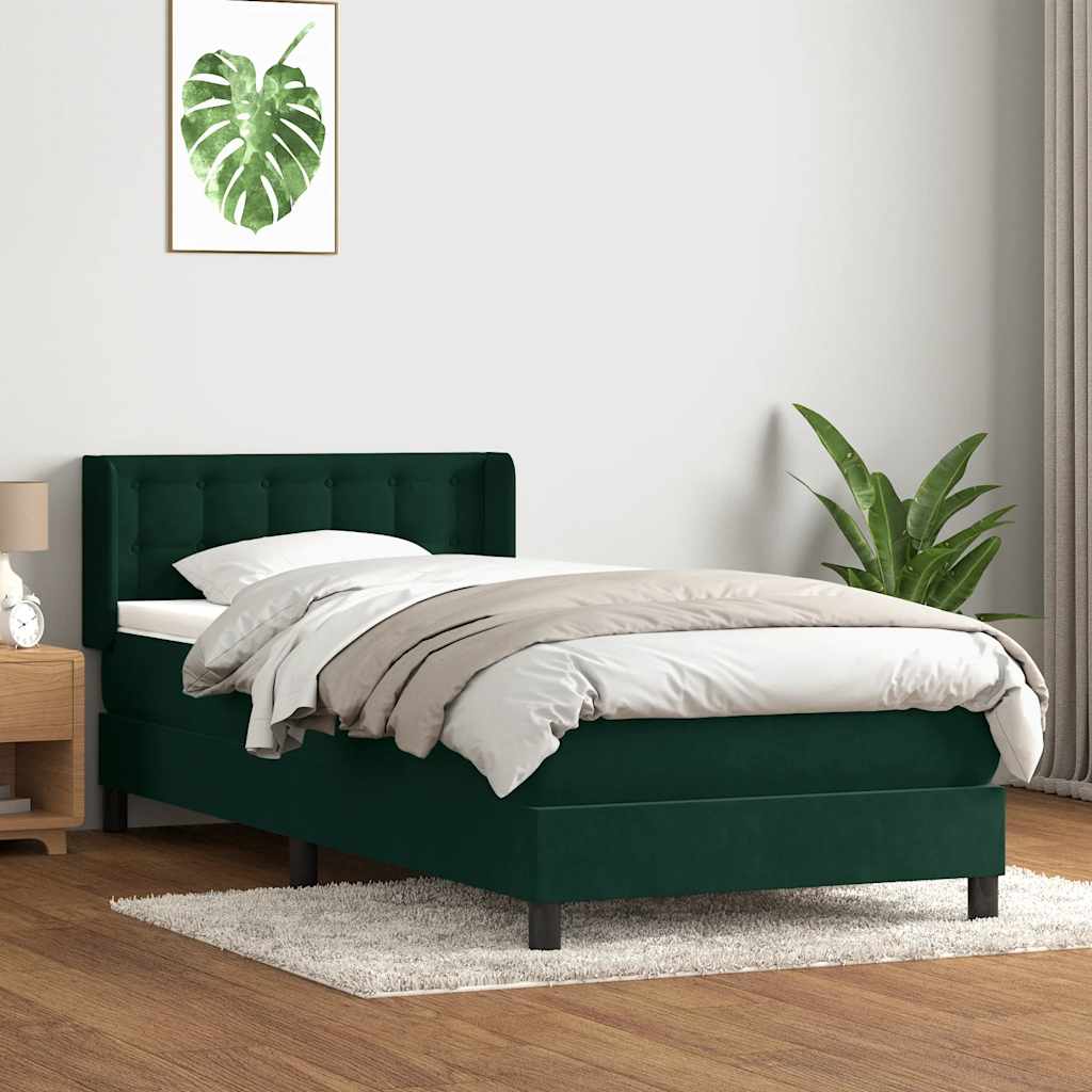 Box Spring krevet s madracem tamnozeleni 80x220 cm baršun